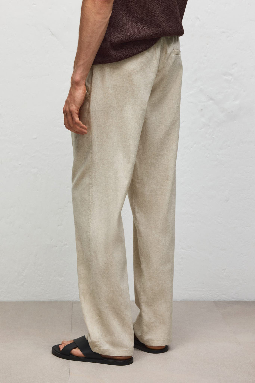 REGULAR FIT LINEN-BLEND TROUSERS
