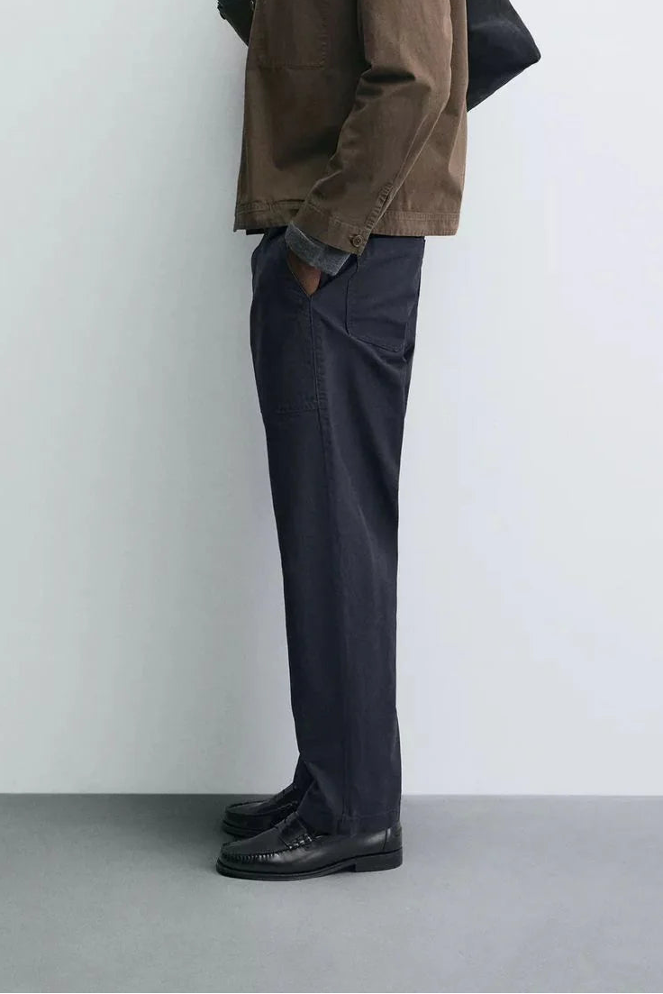 ZARA WASHED STRAIGHT-LEG TROUSERS