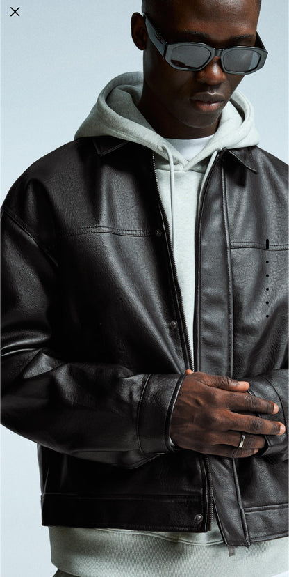 Bershka leather boxy fit jacket