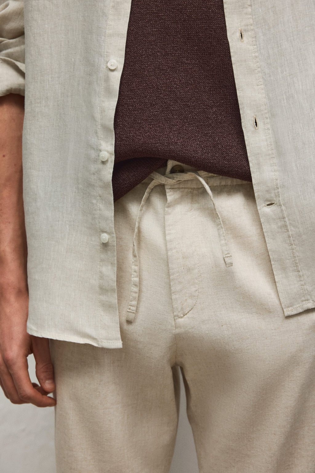 REGULAR FIT LINEN-BLEND TROUSERS