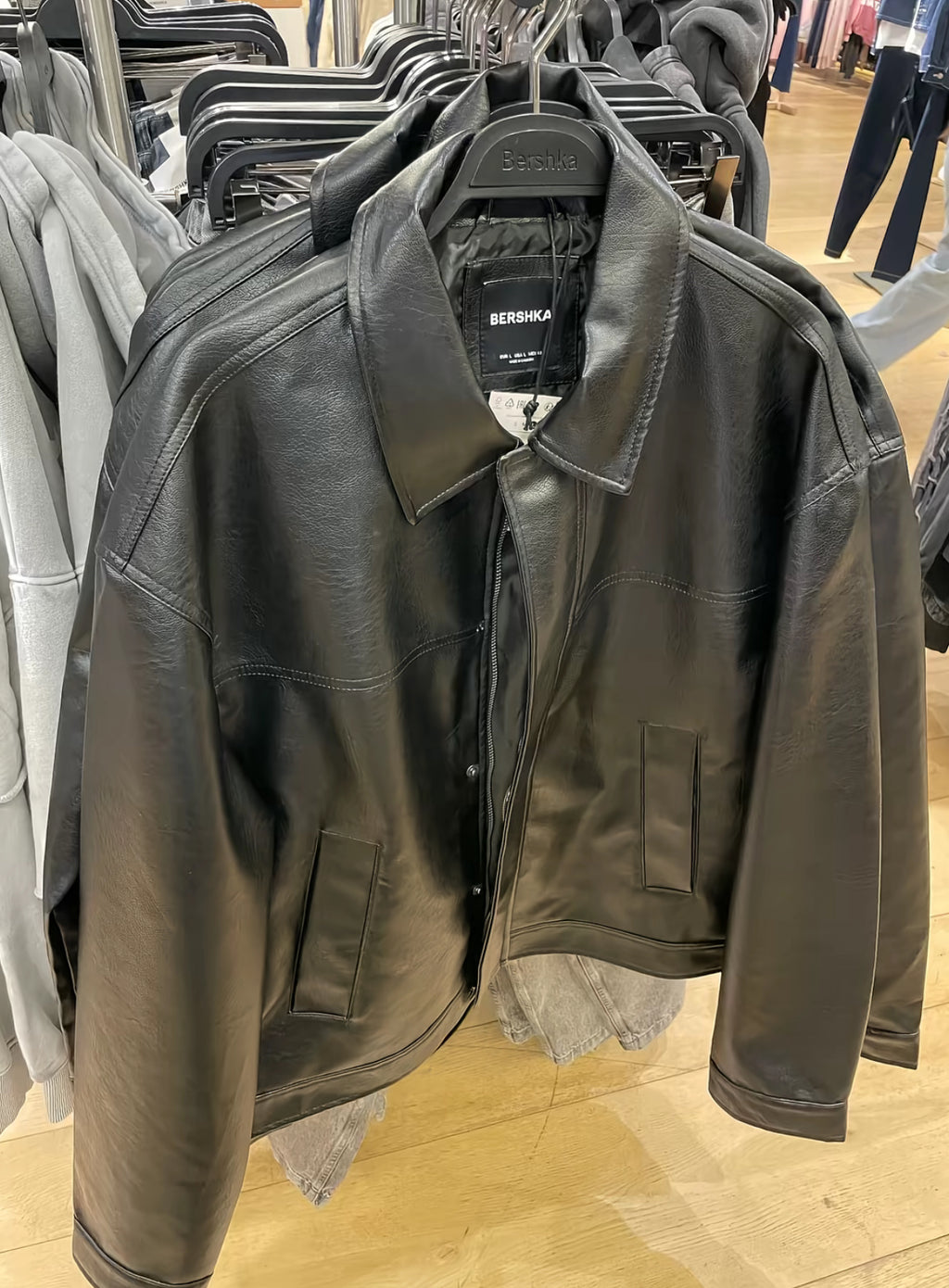 Bershka leather boxy fit jacket